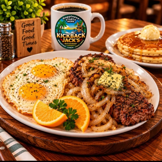Famous King's Cut Steak and Eggs.