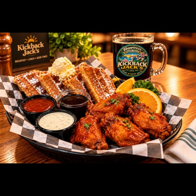 Waffle & Buffalo Wings.