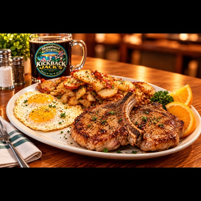 Center Cut Pork Chops and Eggs.